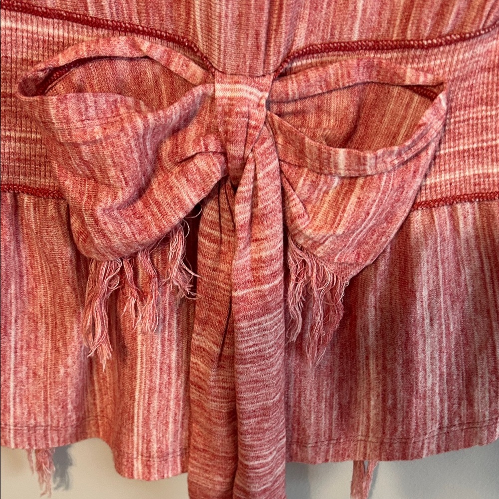 Free People Red/pink Draped Cardigan with hook closure. Back bow. Small. - Picture 4 of 8